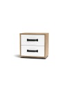 Comodino 2 cassetti rovere bianco Mosso MO1