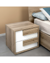 Comodino Selva 2 Cassetti rovere caramello e Bianco Lucido – Stile contemporaneo