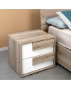 Comodino Selva 2 Cassetti Olmo e Bianco Lucido – Eleganza Naturale Moderna