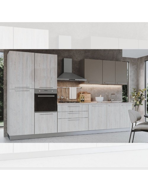 Cucina 360 cm con Elettrodomestici Iris Rovere Virginia Tortora