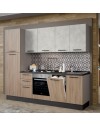 Cucina lineare moderna elettrodomestici inclusi Licola 255 noce chiaro e spatolato