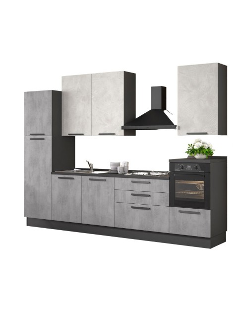 Cucina lineare moderna elettrodomestici inclusi Sinki 330 ossido e spatolato