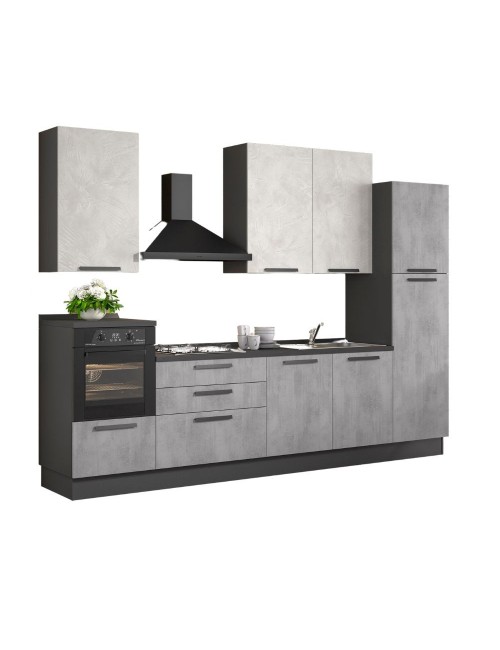 Cucina lineare moderna elettrodomestici inclusi Sinki 330 ossido e spatolato