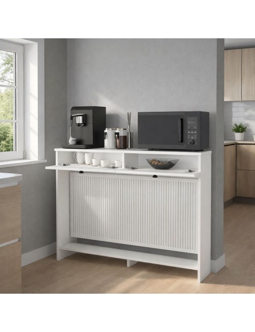Consolle Copri Termosifone Opelya 130 cm Bianca con Ante a Ribalta – Design Salvaspazio