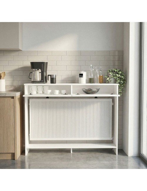 Consolle Copri Termosifone Opelya 130 cm Bianca con Ante a Ribalta – Design Salvaspazio