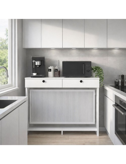 Consolle Copri Termosifone Opelya 130 cm Bianca con Ante a Ribalta – Design Salvaspazio