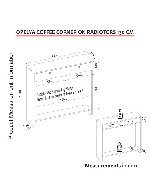 Consolle Copri Termosifone Opelya 130 cm Bianca con Ante a Ribalta – Design Salvaspazio