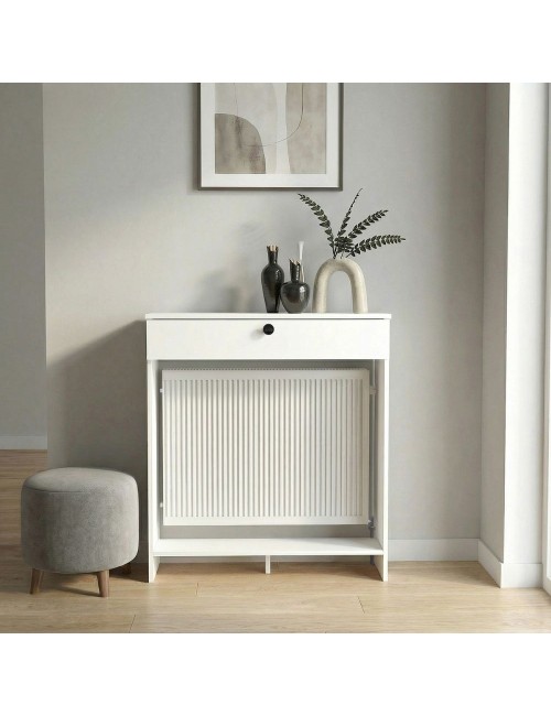 Consolle Copri Termosifone Opelya 90 cm Bianca con Anta a Ribalta – Design Salvaspazio