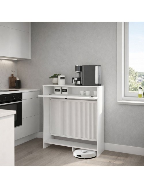 Consolle Copri Termosifone Opelya 90 cm Bianca con Anta a Ribalta – Design Salvaspazio