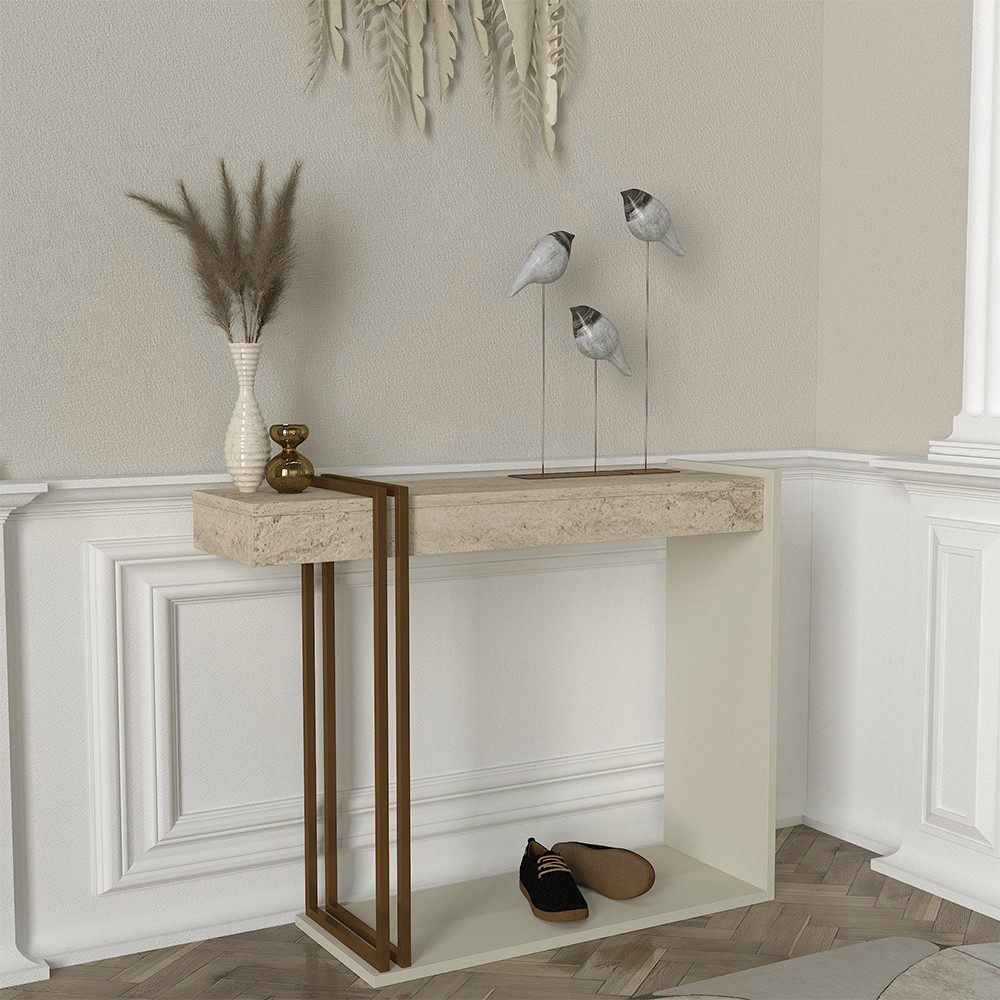Consolle Ingresso Desca Travertino e Cashmere – Design Moderno Salvaspazio