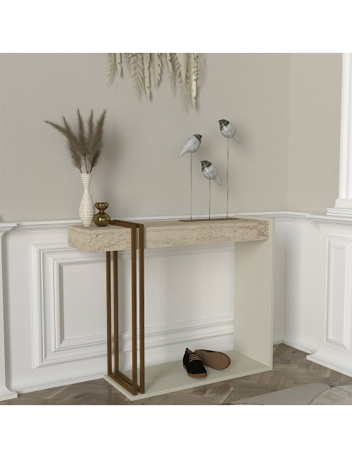 Consolle Ingresso Desca Travertino e Cashmere – Design Moderno Salvaspazio