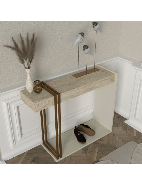 Consolle Ingresso Desca Travertino e Cashmere – Design Moderno Salvaspazio
