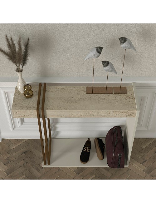 Consolle Ingresso Desca Travertino e Cashmere – Design Moderno Salvaspazio