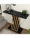 Consolle ingresso Gravity Effetto Marmo Nero con Struttura Nera e Dettagli Oro