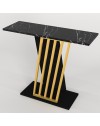 Consolle ingresso Gravity Effetto Marmo Nero con Struttura Nera e Dettagli Oro