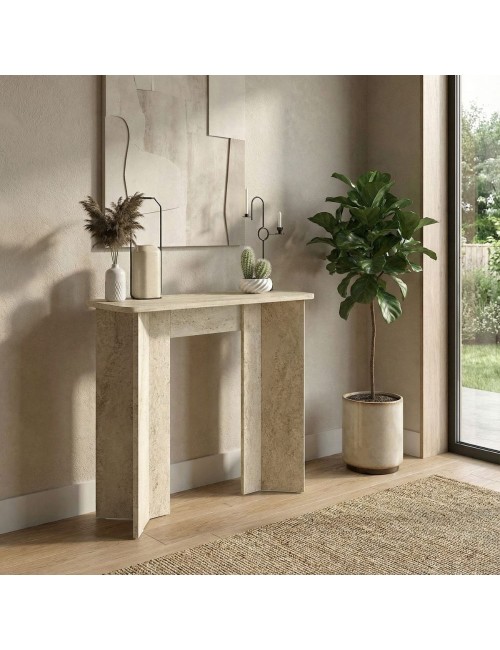 Consolle ingresso Mara Travertino con Gambe Geometriche – Design Moderno