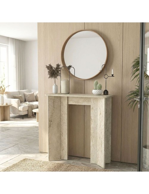 Consolle ingresso Mara Travertino con Gambe Geometriche – Design Moderno
