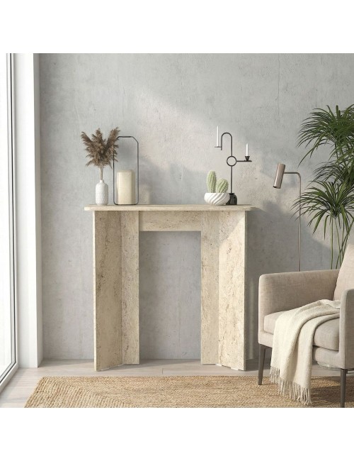 Consolle ingresso Mara Travertino con Gambe Geometriche – Design Moderno