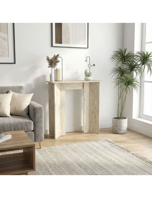 Consolle ingresso Mara Travertino con Gambe Geometriche – Design Moderno