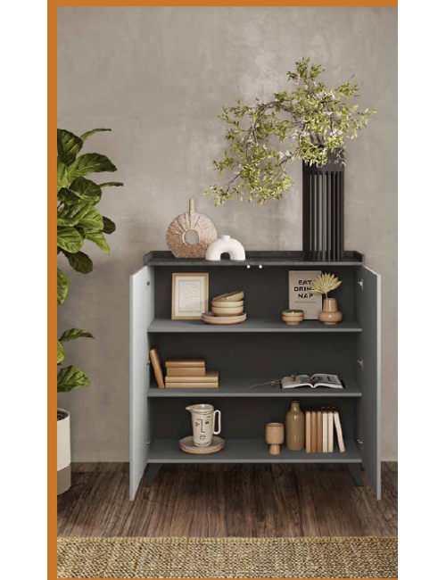 Madia Alta 2 Ante Polan 121x42x126h Colore Ardesia Piombo