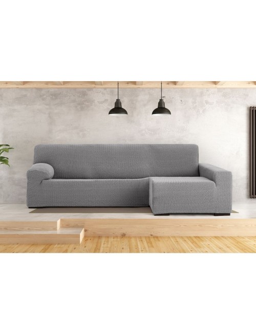 Copridivano Penisola Destra Grigio Troya Elastico 250-310 Bracciolo Lungo