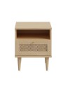 Comodino Livia 1 cassetto in rovere con dettaglio effetto rattan 45.4x41.4x54.5H