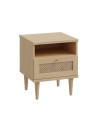 Comodino Livia 1 cassetto in rovere con dettaglio effetto rattan 45.4x41.4x54.5H