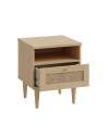 Comodino Livia 1 cassetto in rovere con dettaglio effetto rattan 45.4x41.4x54.5H