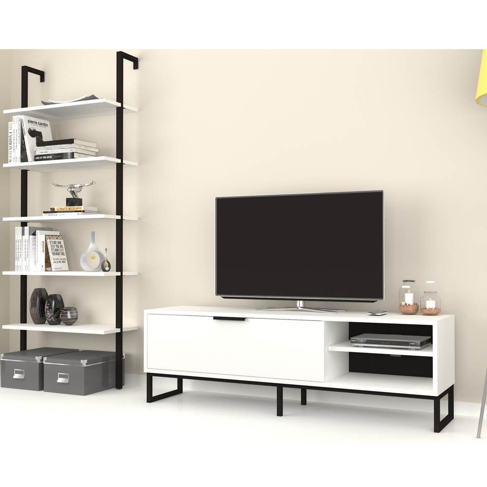 Parete attrezzata porta tv e libreria Way colore bianco