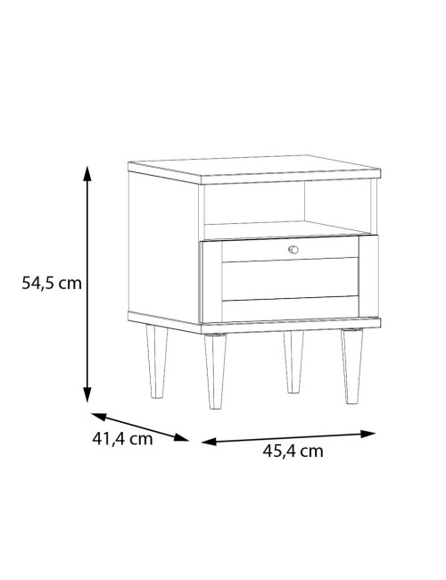 Comodino Livia 1 cassetto in rovere con dettaglio effetto rattan 45.4x41.4x54.5H