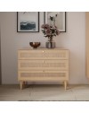 Cassettiera Livia 3 cassetti in rovere con dettagli effetto Rattan 90.4x41.4x80H