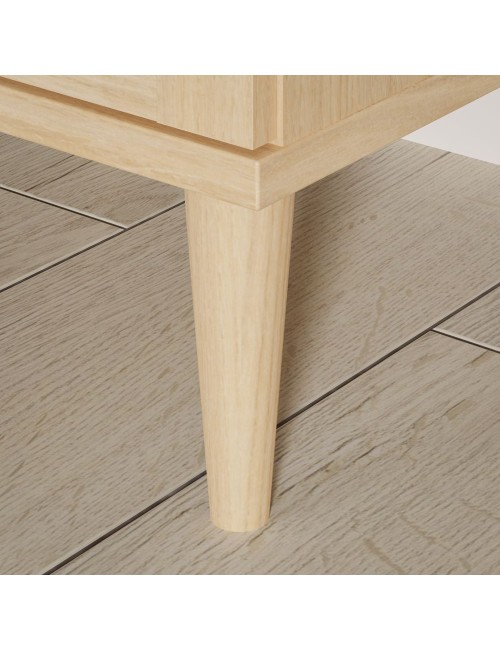Cassettiera Livia 3 cassetti in rovere con dettagli effetto Rattan 90.4x41.4x80H