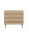 Cassettiera Livia 3 cassetti in rovere con dettagli effetto Rattan 90.4x41.4x80H