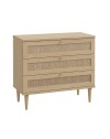 Cassettiera Livia 3 cassetti in rovere con dettagli effetto Rattan 90.4x41.4x80H