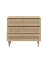 Cassettiera Livia 3 cassetti in rovere con dettagli effetto Rattan 90.4x41.4x80H