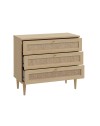 Cassettiera Livia 3 cassetti in rovere con dettagli effetto Rattan 90.4x41.4x80H