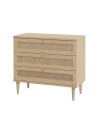 Cassettiera Livia 3 cassetti in rovere con dettagli effetto Rattan 90.4x41.4x80H
