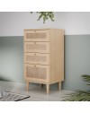 Cassettiera Livia 4 cassetti in rovere con dettagli effetto Rattan 50.4x41.4x109H