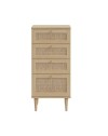 Cassettiera Livia 4 cassetti in rovere con dettagli effetto Rattan 50.4x41.4x109H