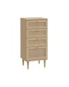 Cassettiera Livia 4 cassetti in rovere con dettagli effetto Rattan 50.4x41.4x109H