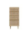 Cassettiera Livia 4 cassetti in rovere con dettagli effetto Rattan 50.4x41.4x109H