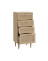 Cassettiera Livia 4 cassetti in rovere con dettagli effetto Rattan 50.4x41.4x109H