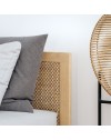 Letto matrimoniale Livia con testiera effetto rattan colore rovere