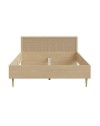 Letto matrimoniale Livia con testiera effetto rattan colore rovere