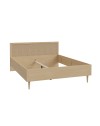 Letto matrimoniale Livia con testiera effetto rattan colore rovere