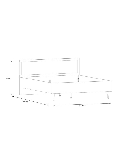 Letto matrimoniale Livia con testiera effetto rattan colore rovere