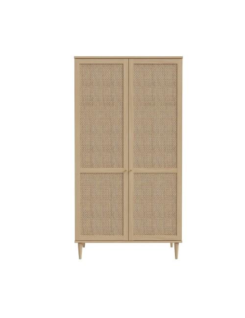 Armadio Livia 2 ante in rovere con dettaglio effetto rattan 110x52x208H