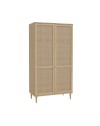 Armadio Livia 2 ante in rovere con dettaglio effetto rattan 110x52x208H