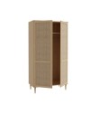 Armadio Livia 2 ante in rovere con dettaglio effetto rattan 110x52x208H