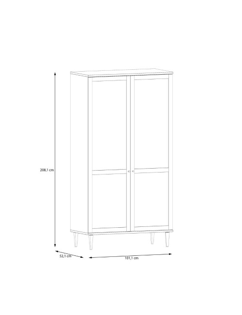 Armadio Livia 2 ante in rovere con dettaglio effetto rattan 110x52x208H